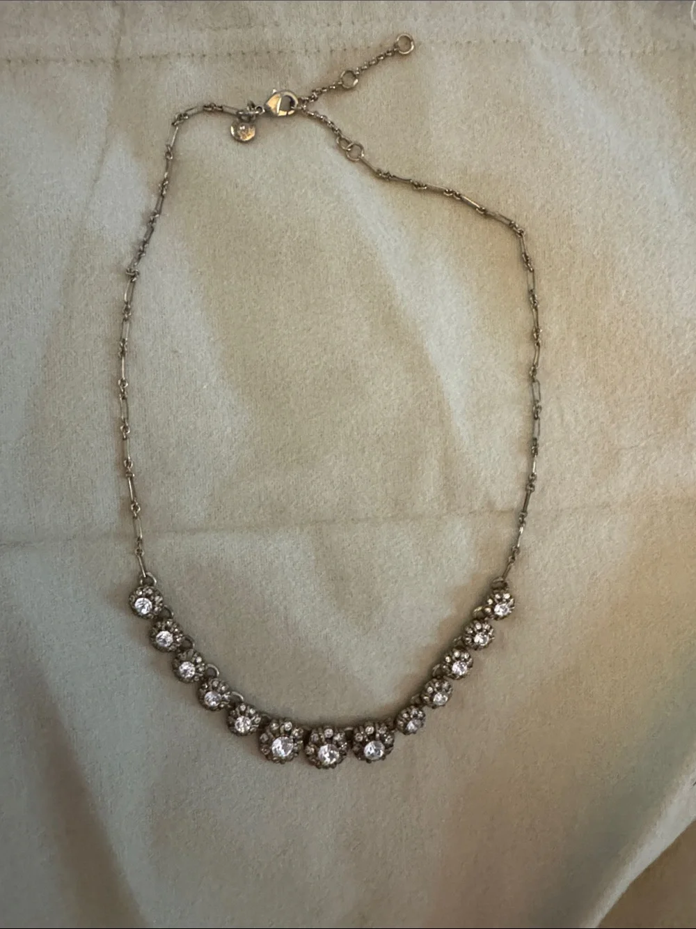 J. Crew Silver-Tone Crystal Station Necklace with Clear Stones